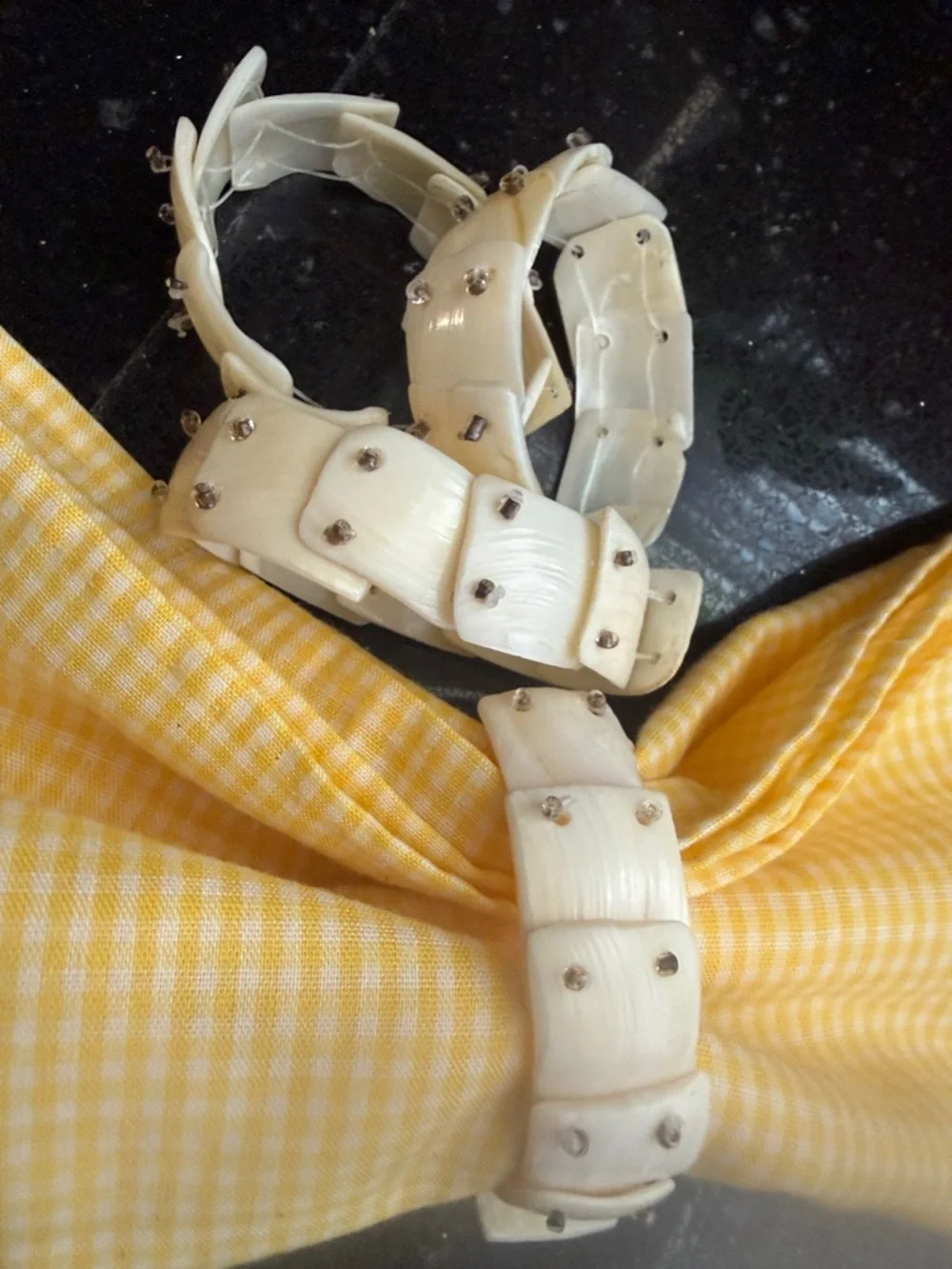 Vintage Ivory Shell MOP napkin rings set of 4